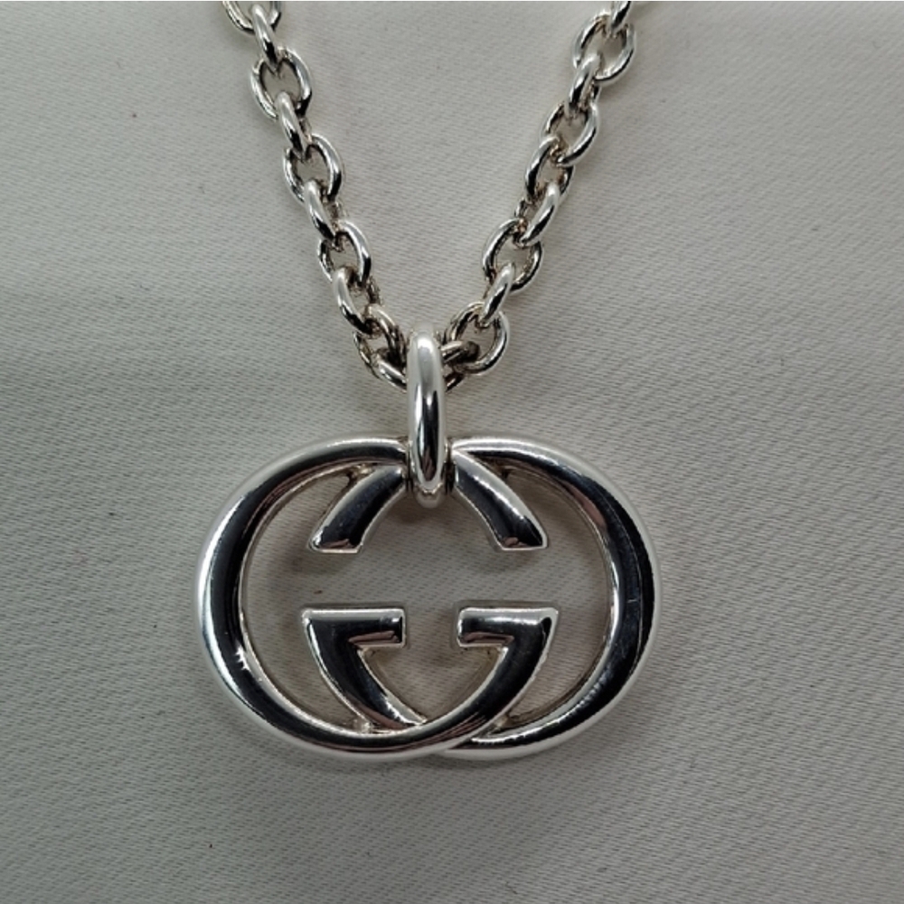 Silver Interlocking Double G Pendant Necklace - Designer Style